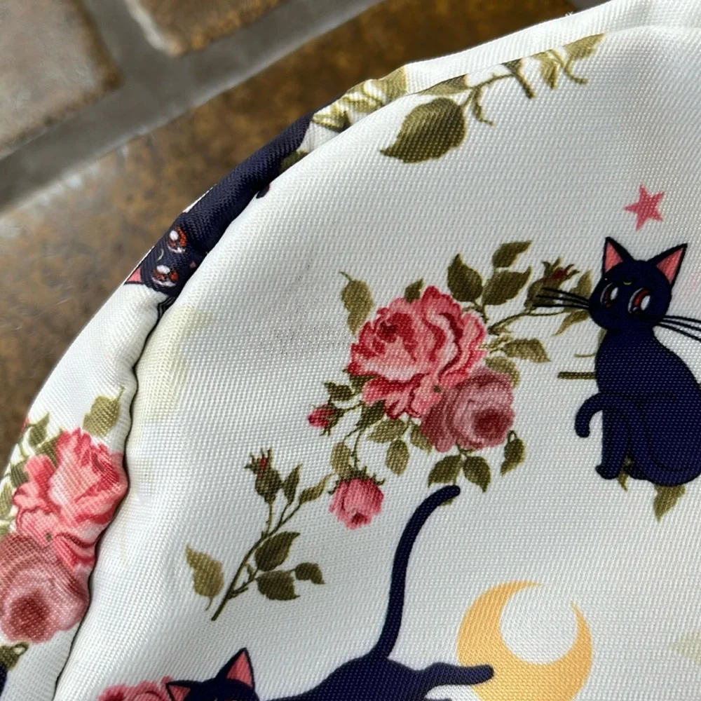 Sailor Moon White Multicolor Luna Floral Print Mini Backpack
